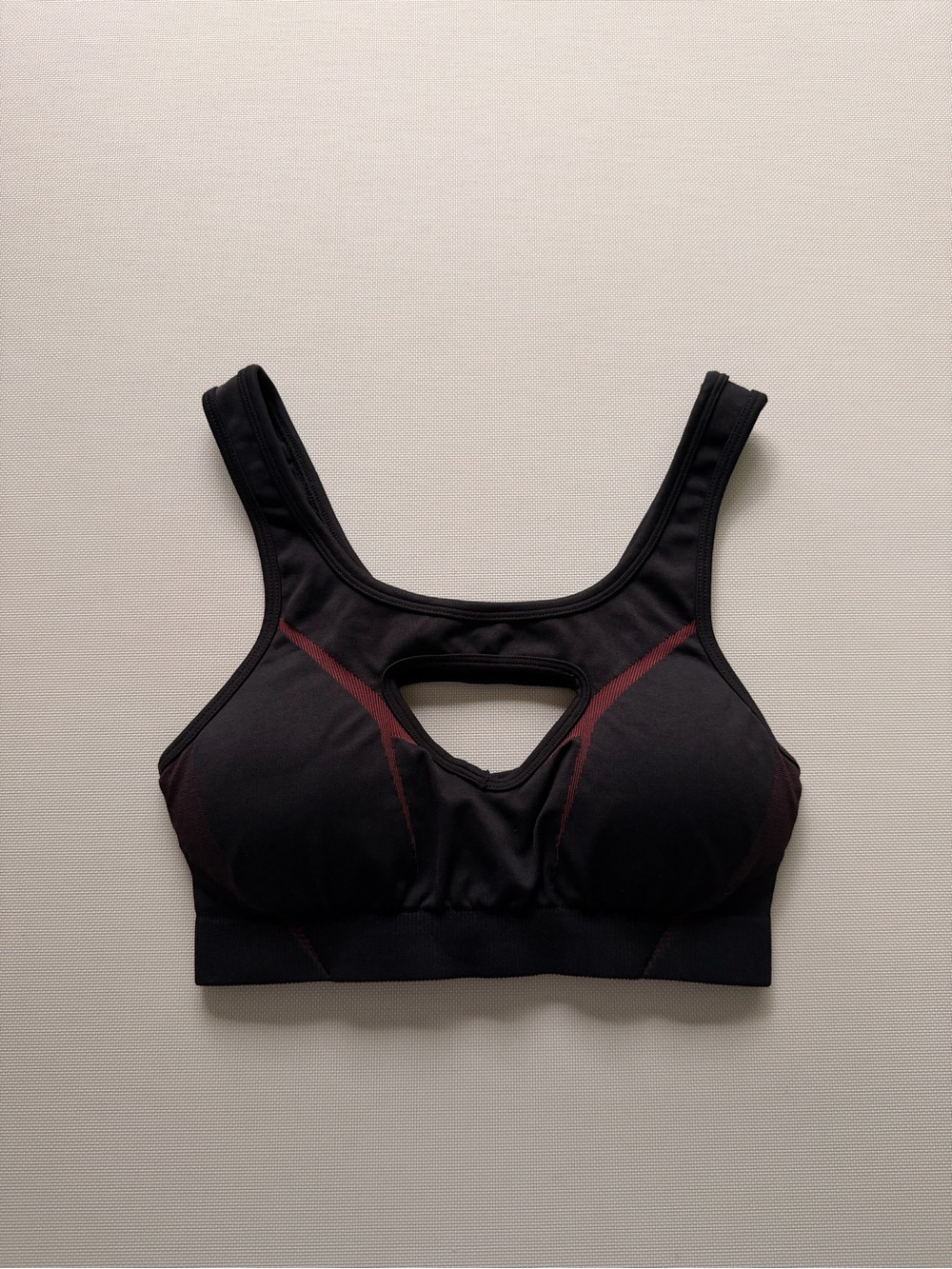 Gymshark Black Sports Bra with Burgundy Accent